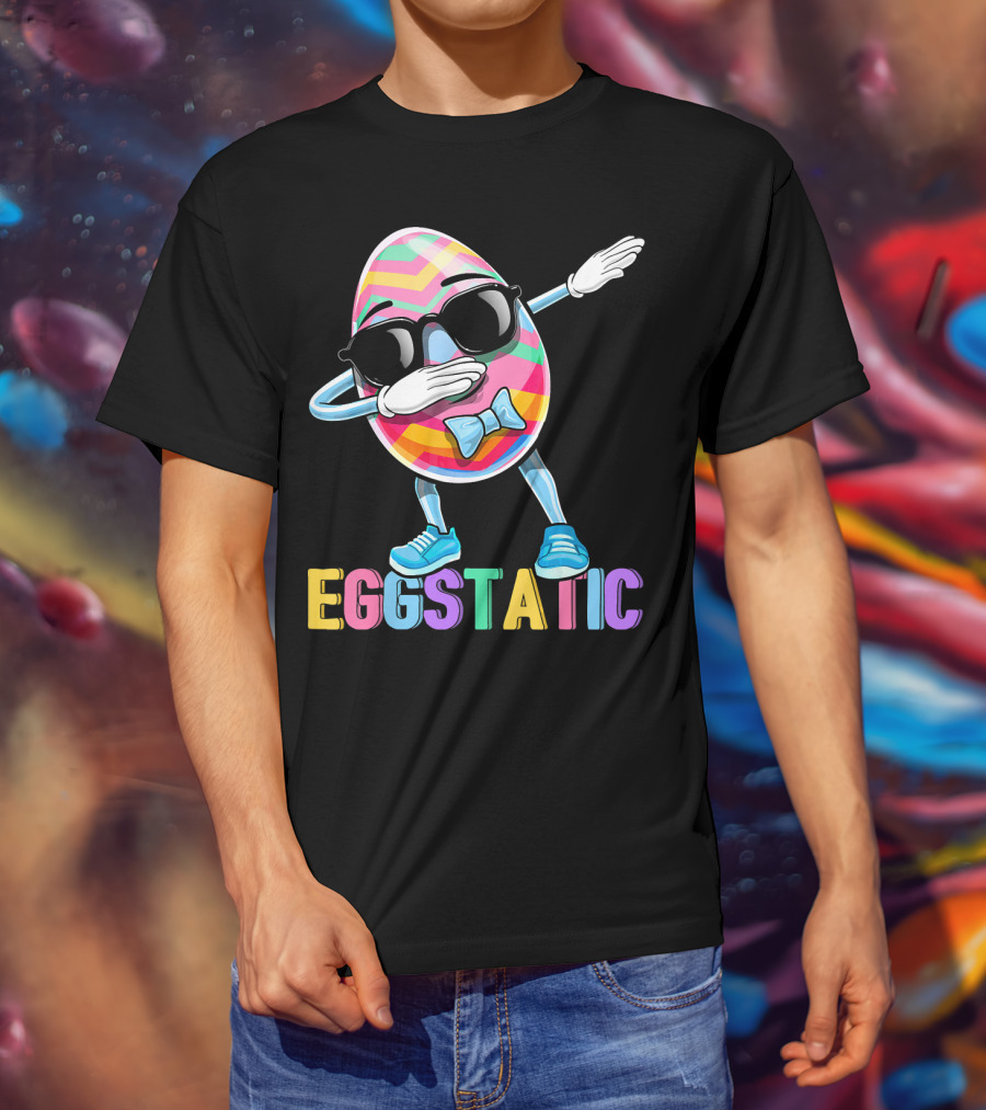 Eggstatic Colorful Dabbing Sunglasses Easter Egg T-Shirt