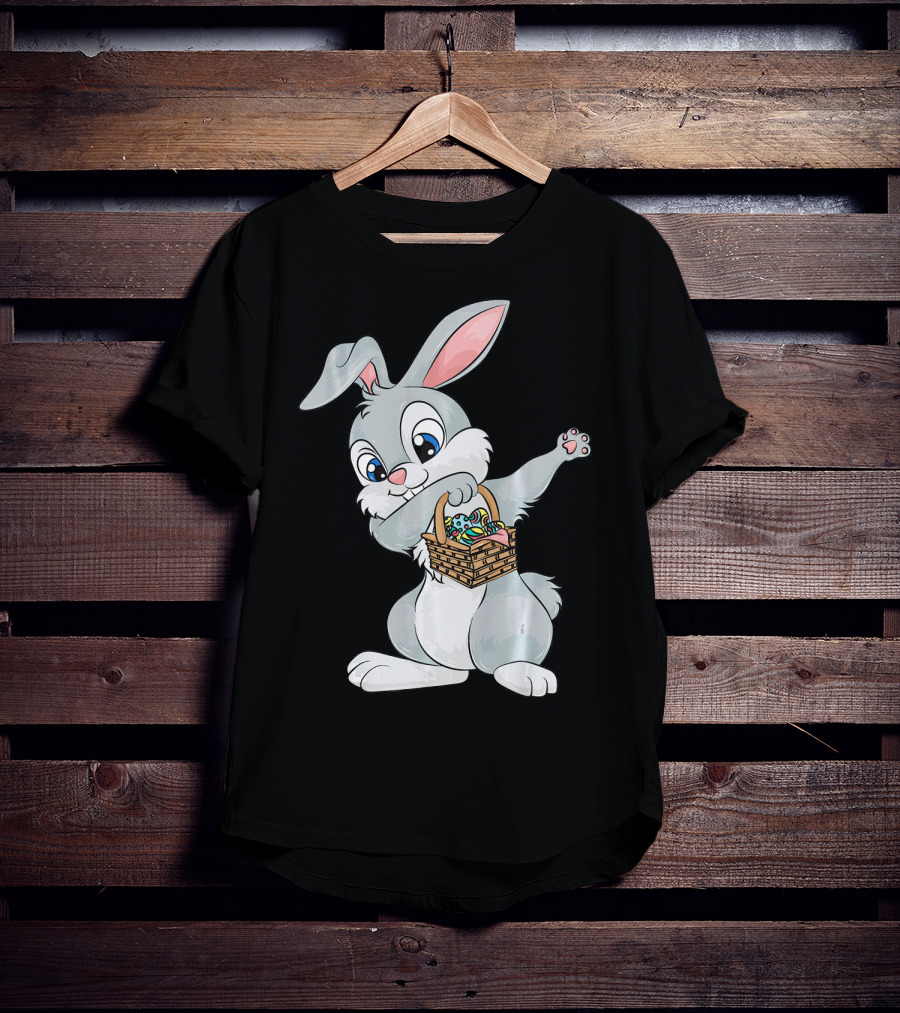 Dabbing Easter Bunny With Cute Basket Of Eggs T-Shirt