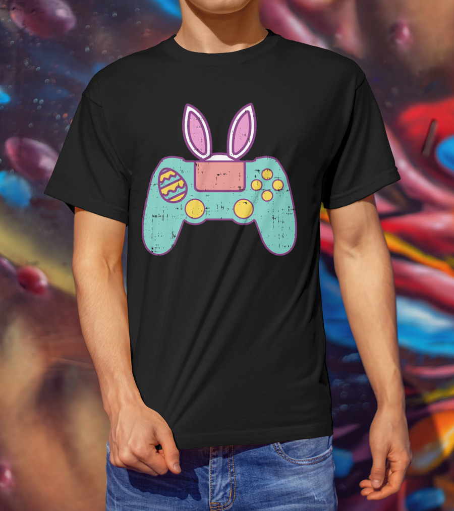 Easter Bunny Gamer Controller With Eggs Gaming Bunn T-Shirt