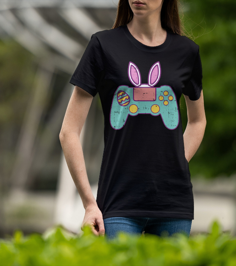 Easter Bunny Gamer Controller With Eggs Gaming Bunn T-Shirt