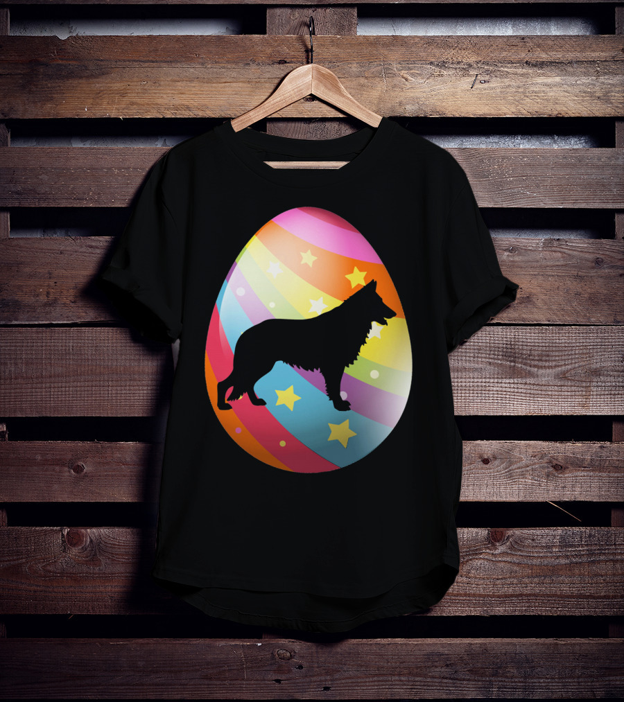 German Shepherd Rainbow Stars Easter Egg T-Shirt