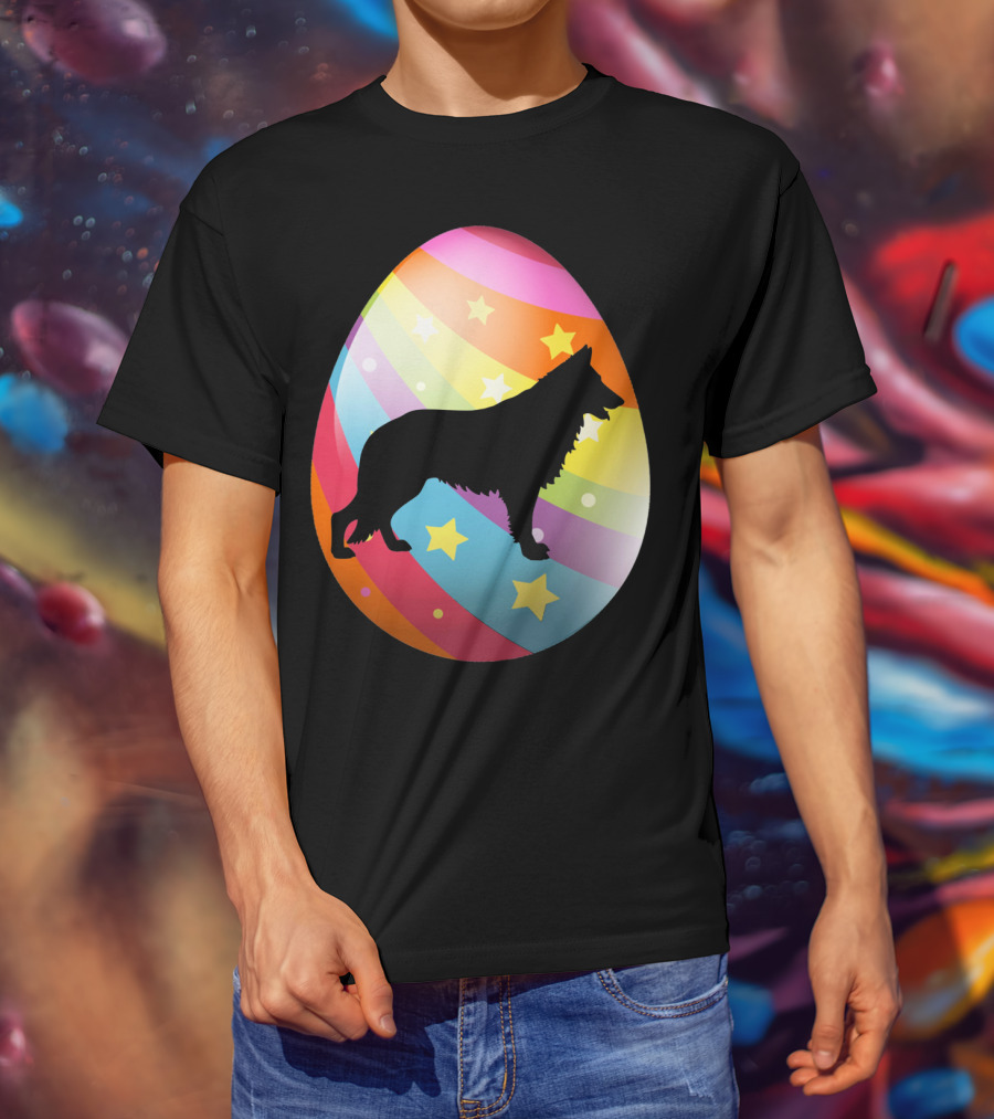German Shepherd Rainbow Stars Easter Egg T-Shirt