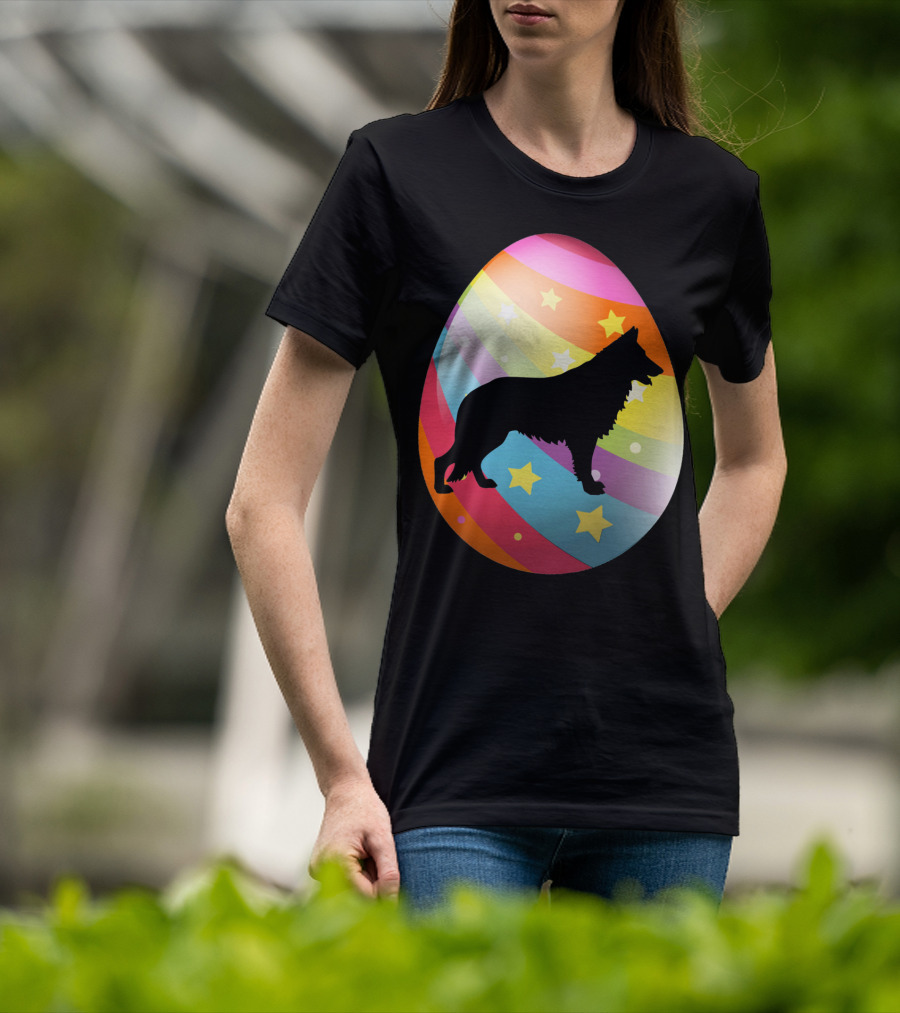German Shepherd Rainbow Stars Easter Egg T-Shirt