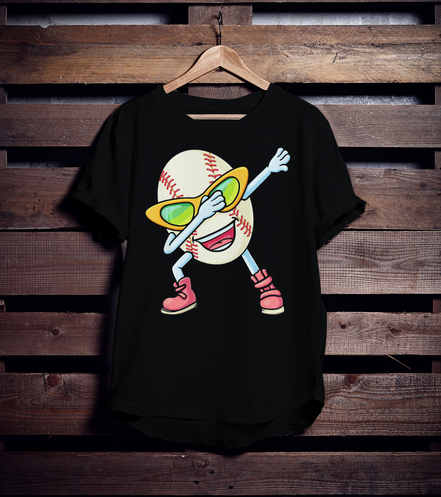 Funny Dabbing Baseball Easter Egg Cartoon T-Shirt