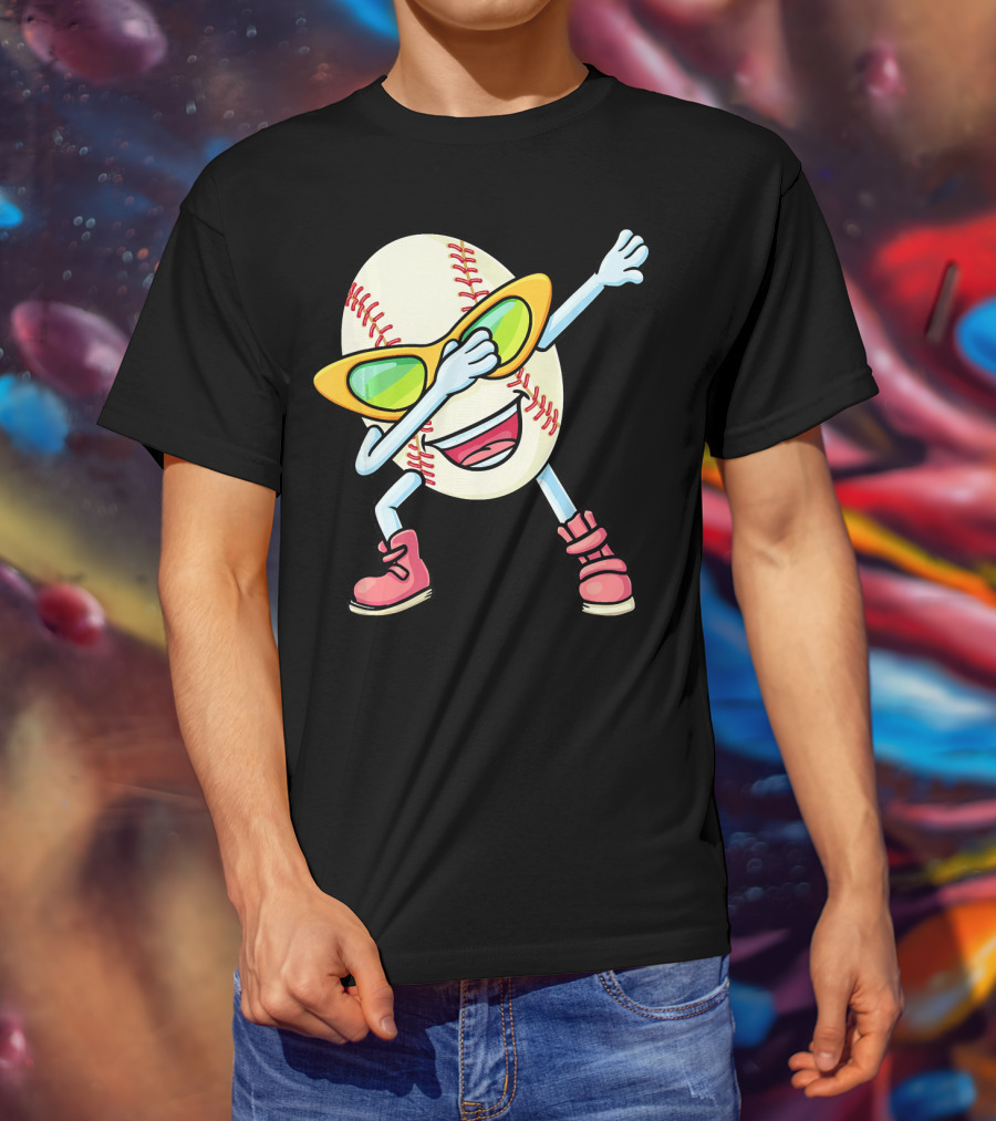 Funny Dabbing Baseball Easter Egg Cartoon T-Shirt