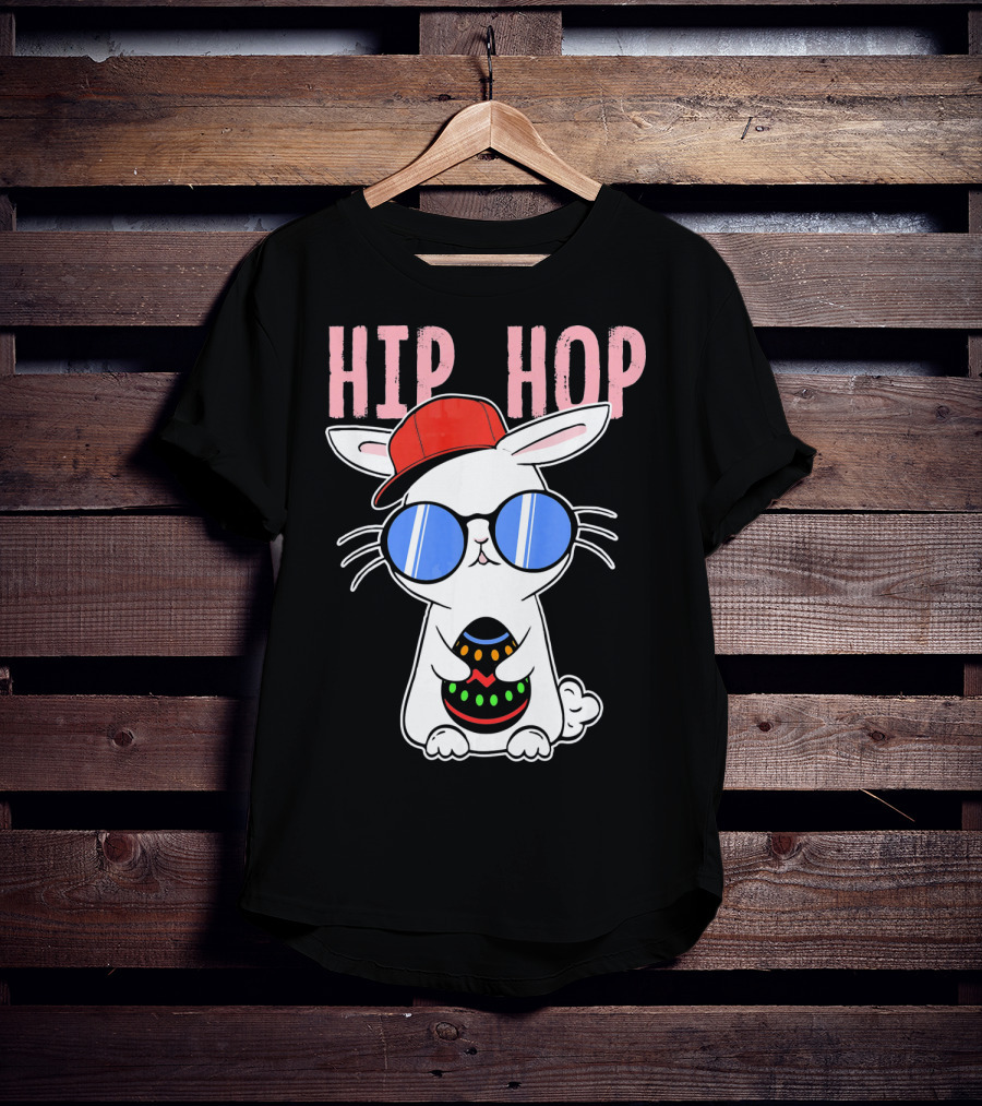 Cool Hip Hop Easter Bunny With Eggs In Sunglasses And Cap T-Shirt