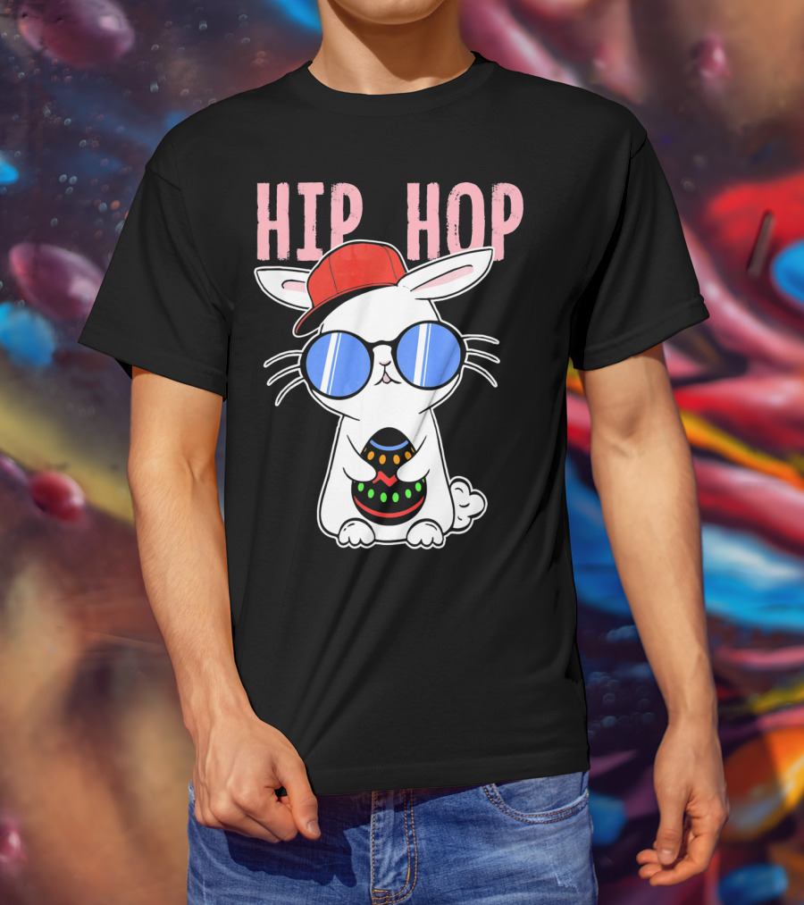 Cool Hip Hop Easter Bunny With Eggs In Sunglasses And Cap T-Shirt