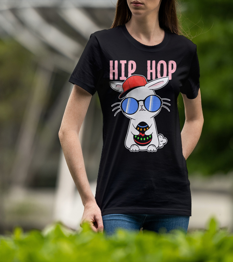 Cool Hip Hop Easter Bunny With Eggs In Sunglasses And Cap T-Shirt