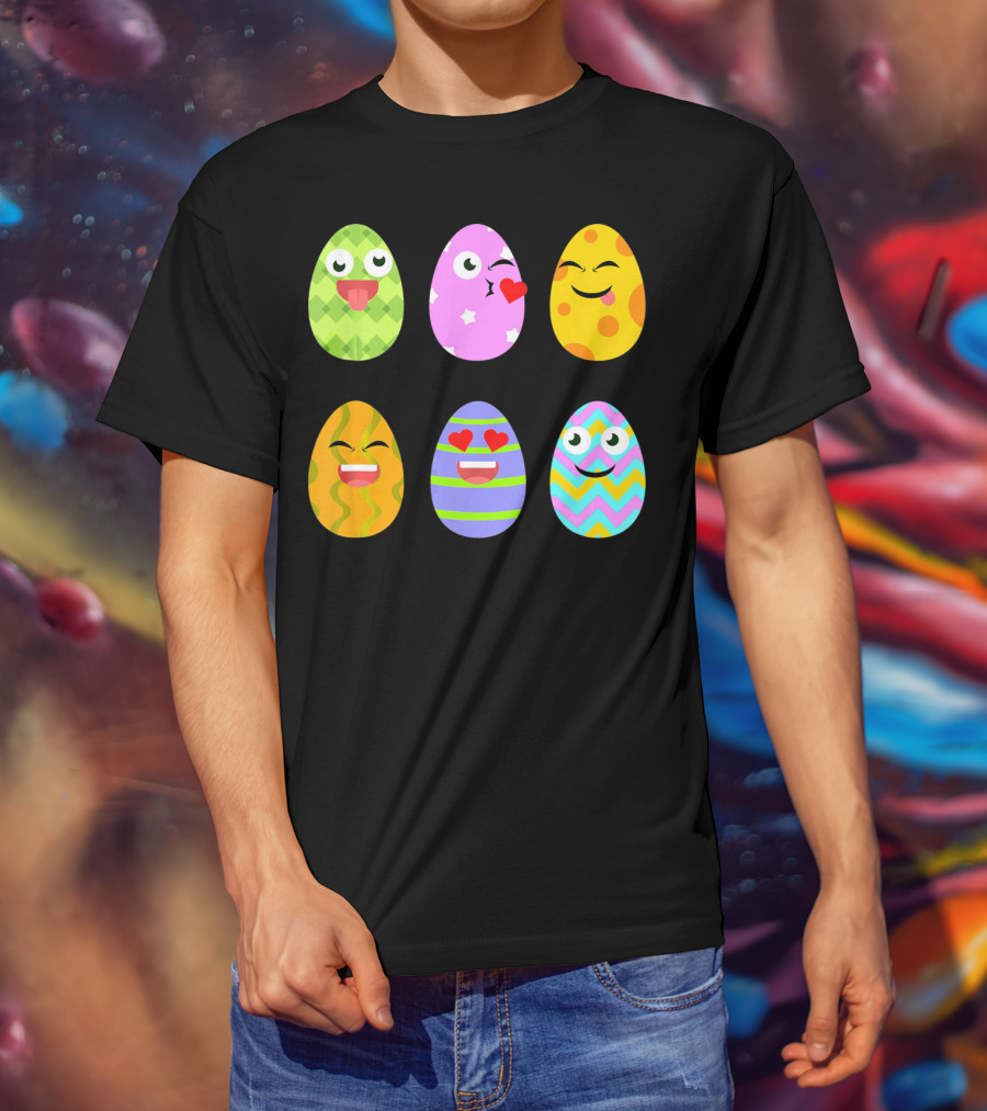 FUNNY EASTER EGG Emoticons Colorful Expressions Collection T-Shirt
