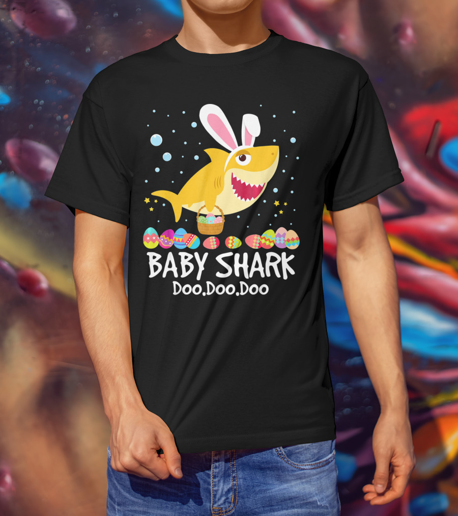 BABY SHARK Doo Doo Doo Bunny Ear Easter Egg Basket T-Shirt