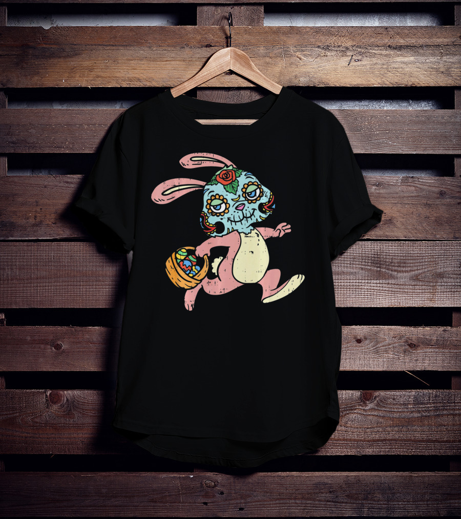 Easter Bunny Sugar Skull Calavera Dia De Los Muertos T-Shirt