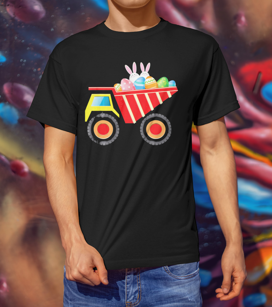 Dump Truck Carrying Easter Day Eggs With Bunny Ears T-Shirt