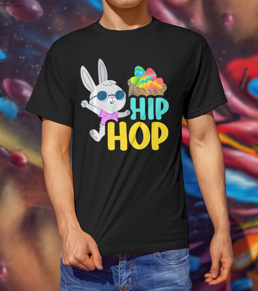 Hip Hop Bunny With Sunglasses And Easter Egg Basket T-Shirt