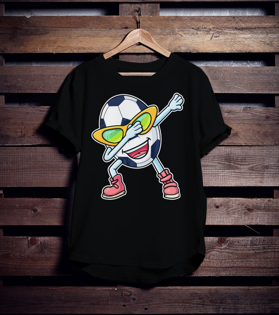Dabbing Soccer Ball Easter Egg Cartoon With Sunglasses T-Shirt