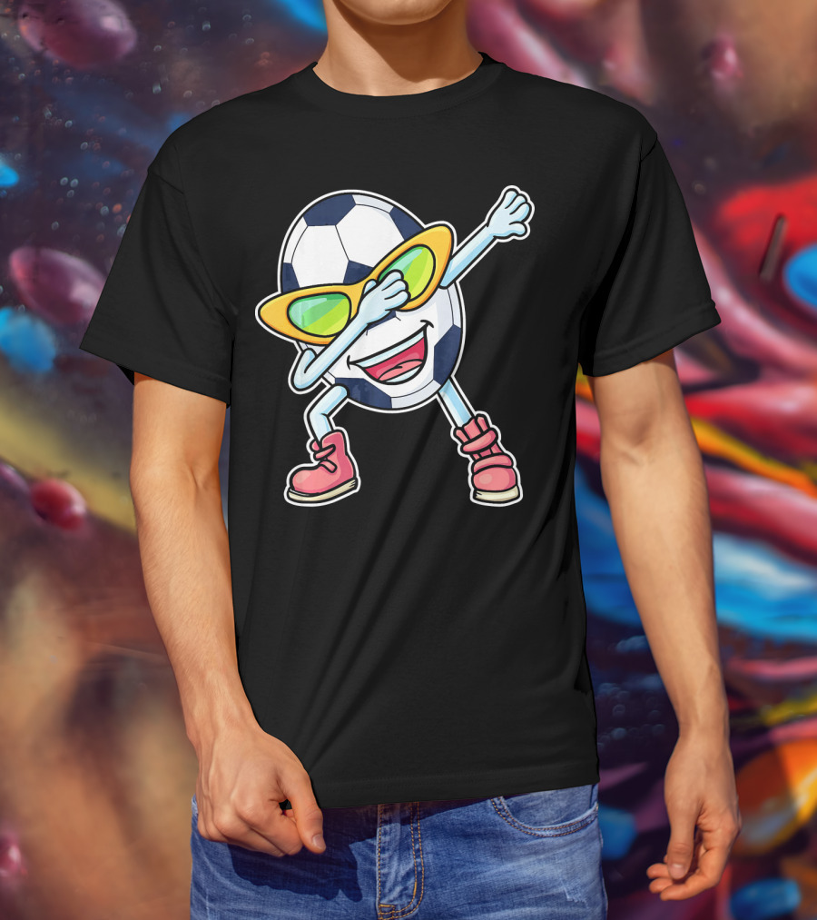 Dabbing Soccer Ball Easter Egg Cartoon With Sunglasses T-Shirt