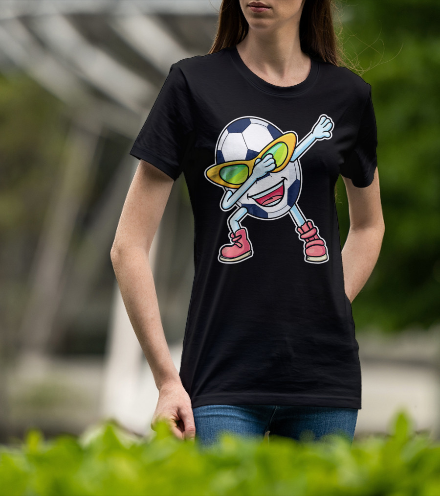 Dabbing Soccer Ball Easter Egg Cartoon With Sunglasses T-Shirt