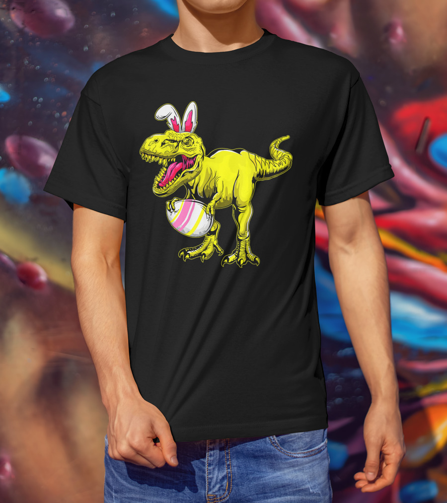 Tyrannosaurus Rex Easter Bunny Dinosaur With Egg T-Shirt