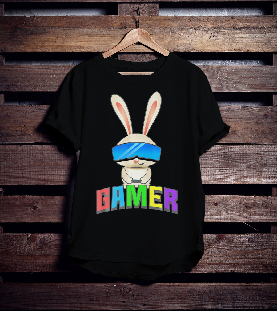 Gamer Easter Bunny With VR Headset And Controller T-Shirt