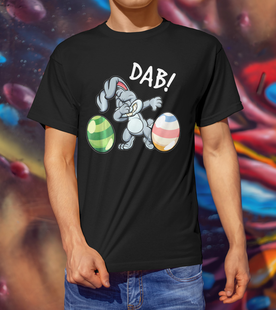 Easter Bunny Dab With Colorful Eggs T-Shirt