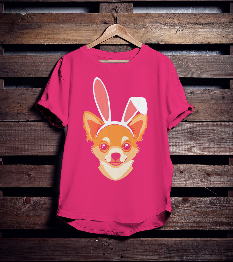 Easter Joy Chihuahua With Bunny Ears Cartoon T-Shirt