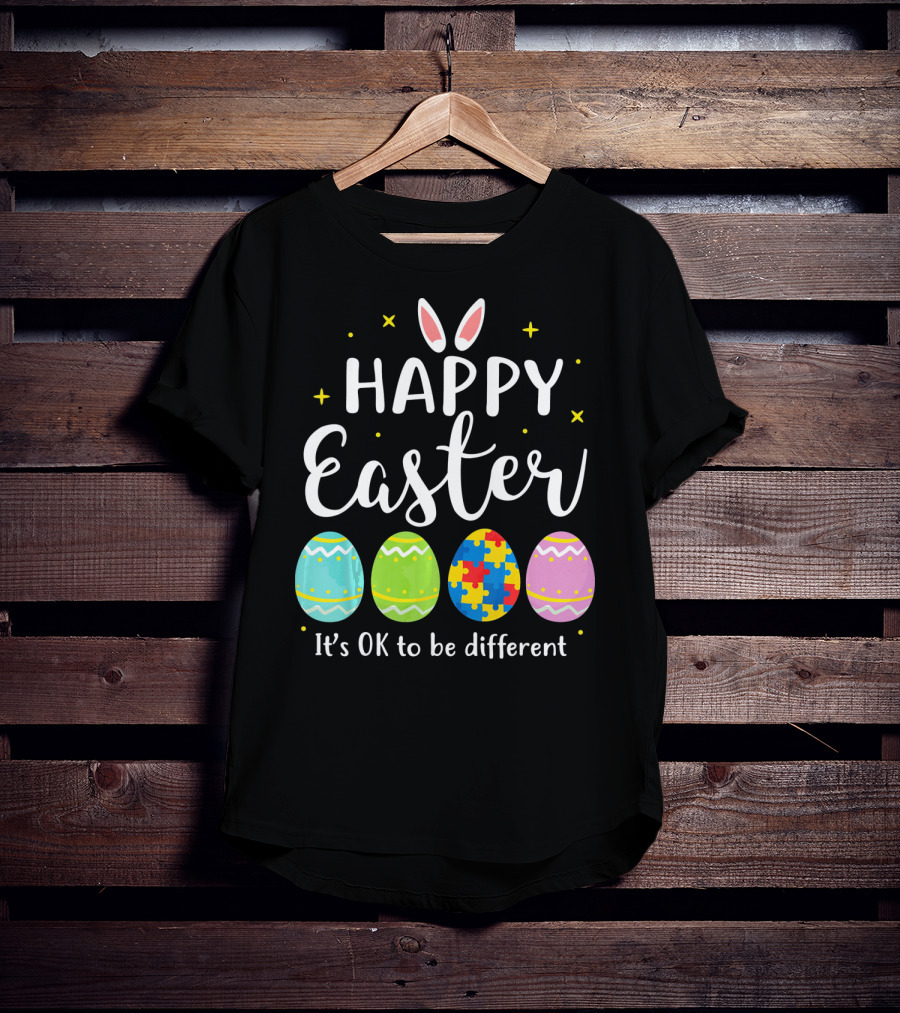 Happy Easter Bunny Puzzle Egg It's OK To Be Different T-Shirt