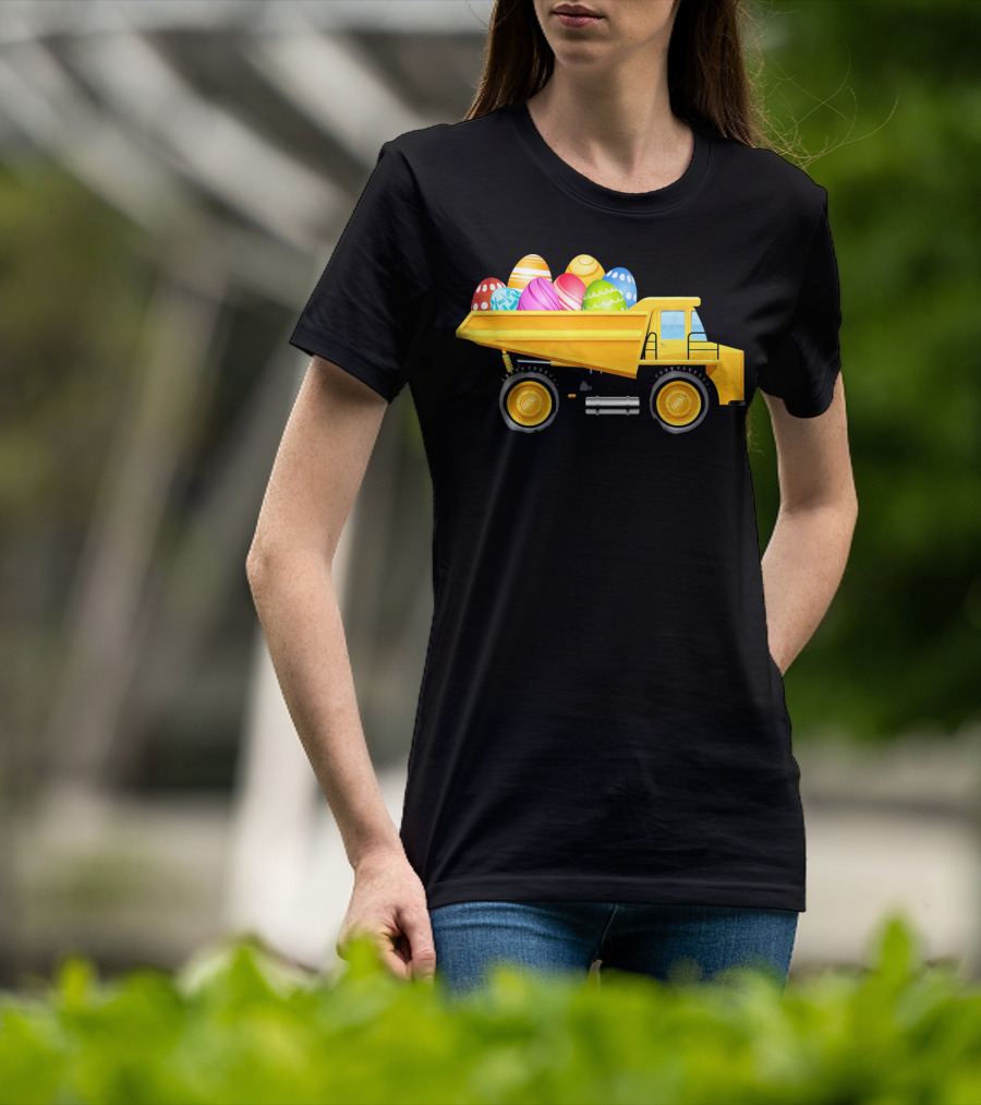 Dump Truck Carrying Colorful Easter Eggs T-Shirt