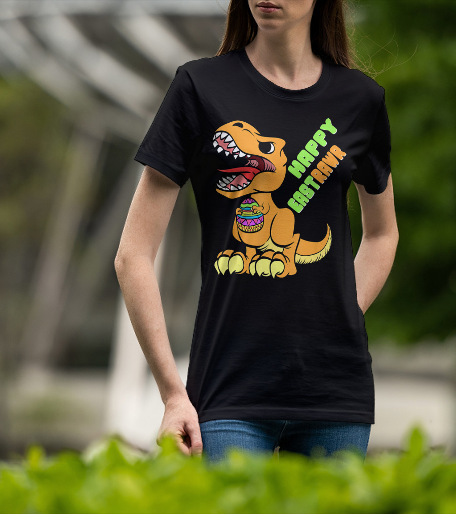 Happy Easter Rex Dinosaur Holding Egg T-Shirt