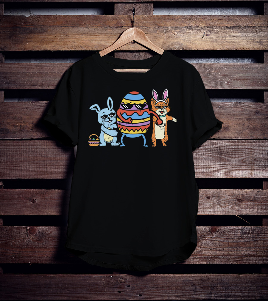Flossing Easter Crew Bunnies Dancing With Egg T-Shirt
