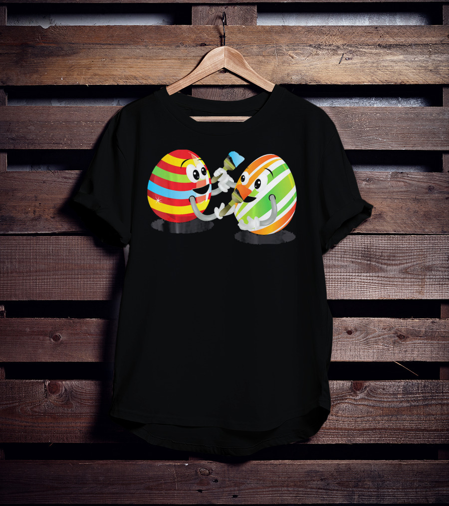 Egg Painting Funny Easter Coloring Activity With Striped Cartoon Eggs T-Shirt