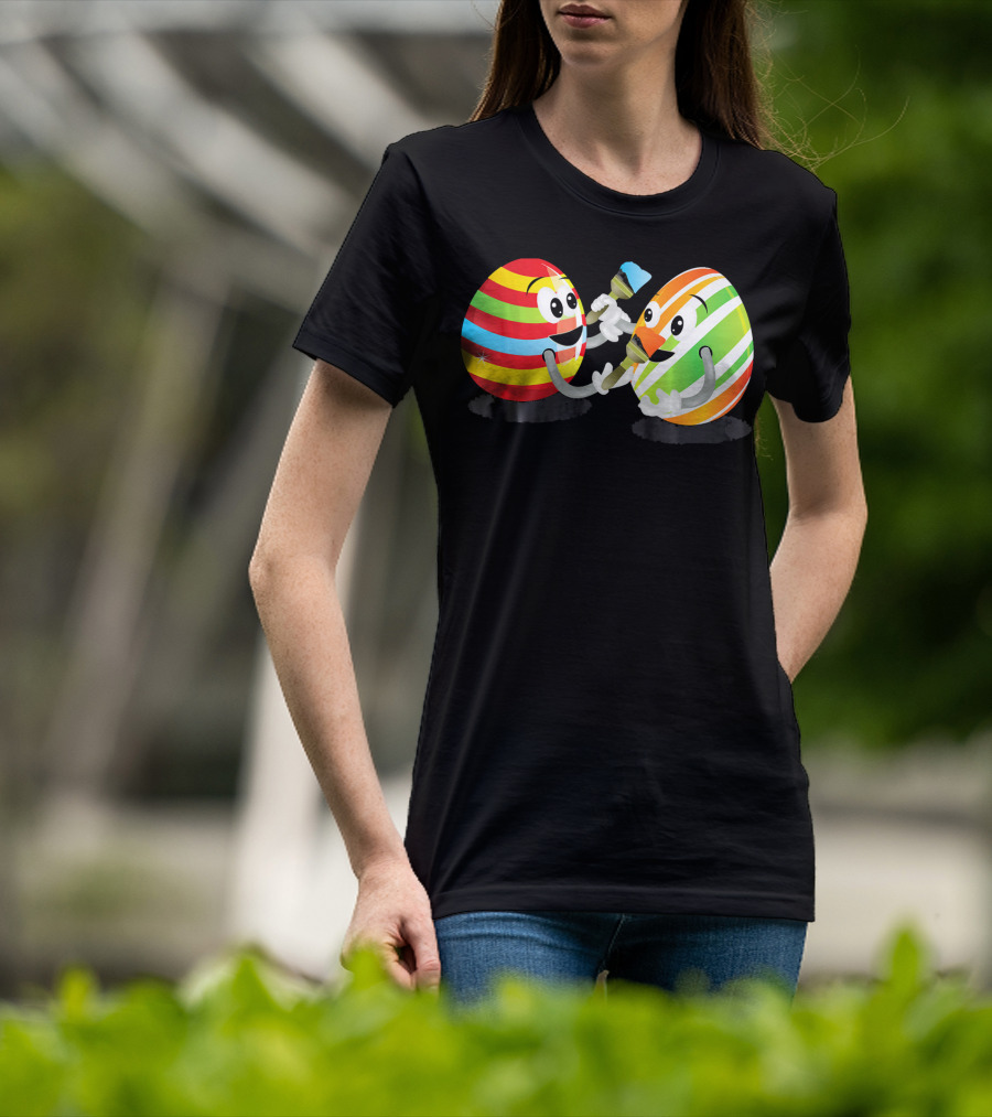 Egg Painting Funny Easter Coloring Activity With Striped Cartoon Eggs T-Shirt