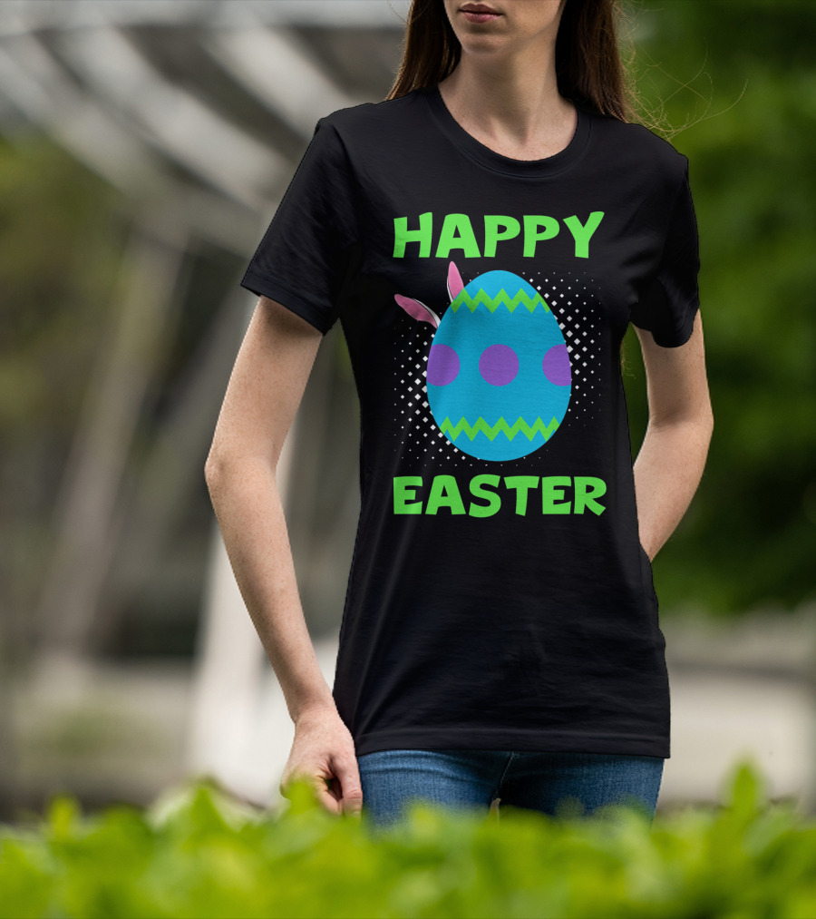 Happy Easter Colorful Egg Bunny Ears T-Shirt