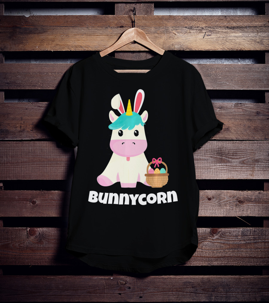 Bunnycorn Easter Unicorn With Bunny Ears And Basket T-Shirt