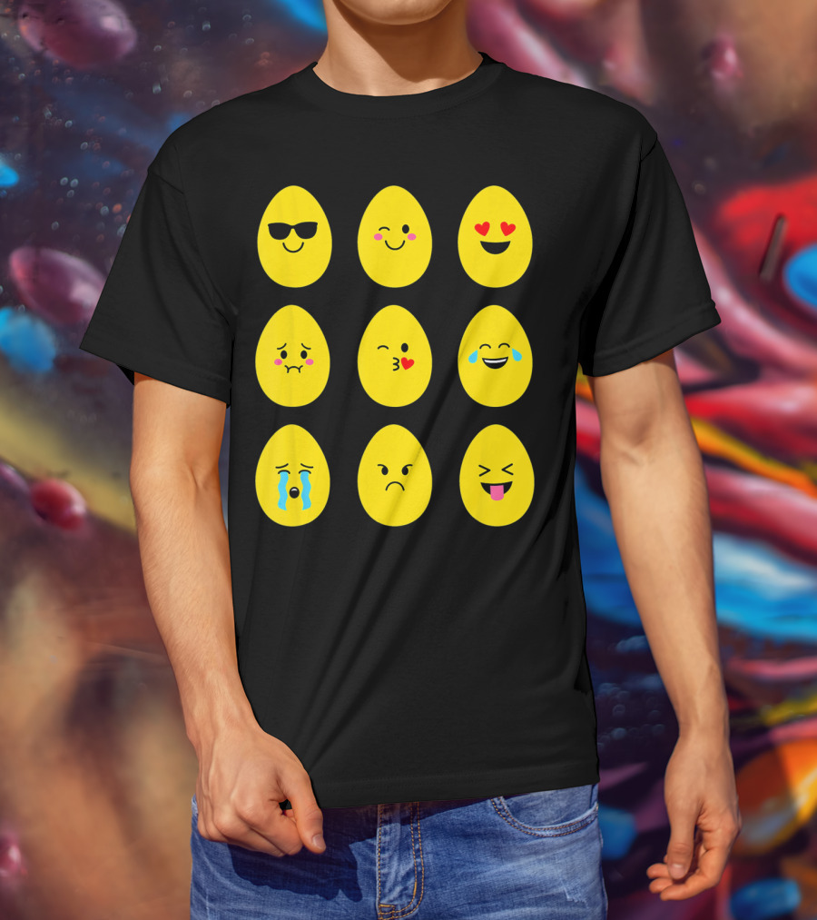 Funny Easter Emoticon Egg Faces With Expressions T-Shirt