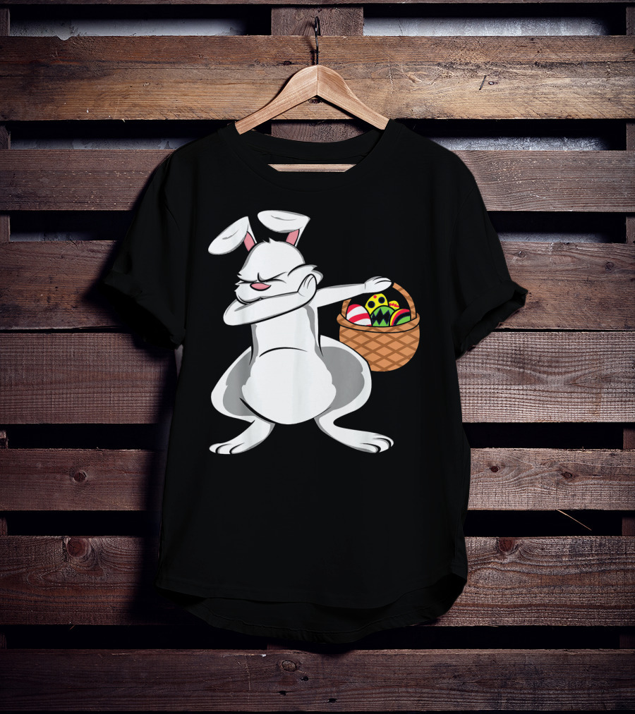 Easter Bunny Dab With Basket Of Colorful Eggs T-Shirt