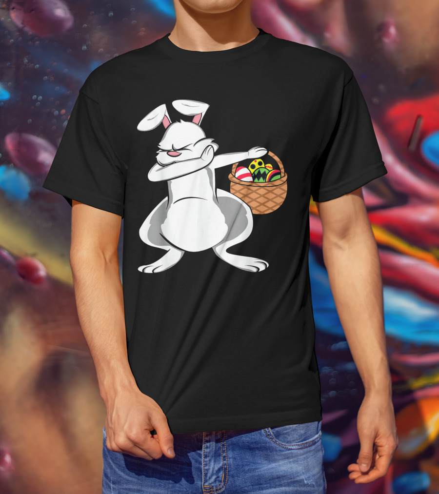 Easter Bunny Dab With Basket Of Colorful Eggs T-Shirt
