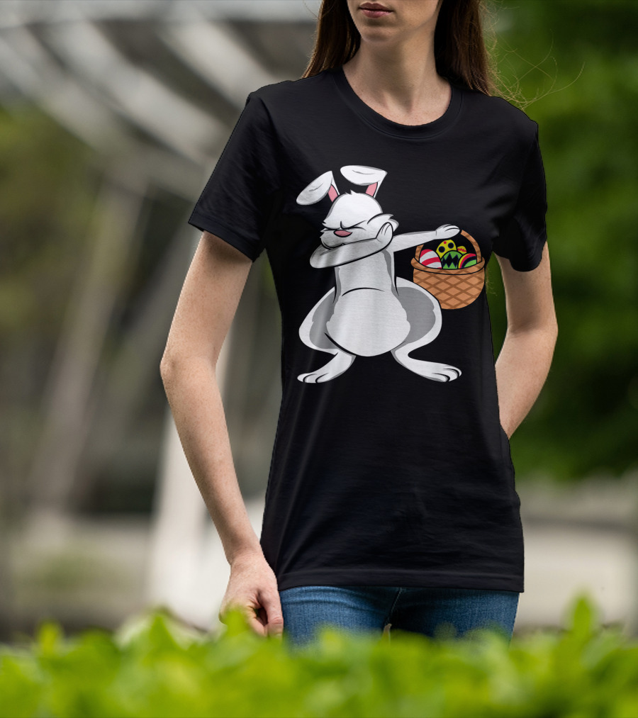 Easter Bunny Dab With Basket Of Colorful Eggs T-Shirt