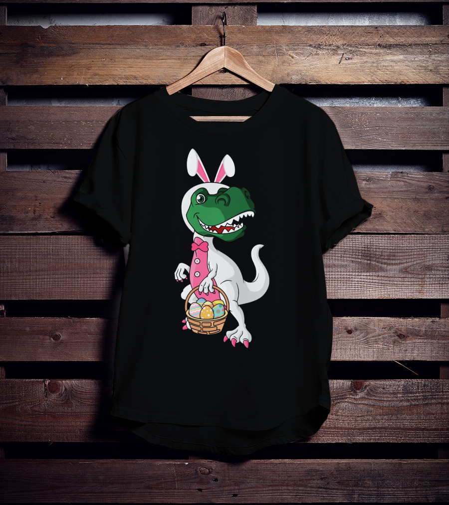 Funny Dinosaur Bunny Rex Easter Basket T-Shirt