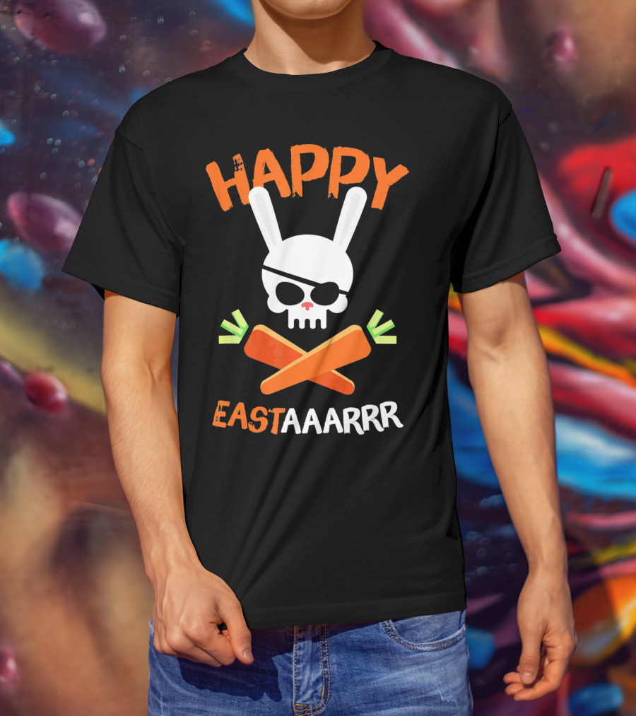 HAPPY EASTAAARRR Bunny Skull Pirate Carrots T-Shirt