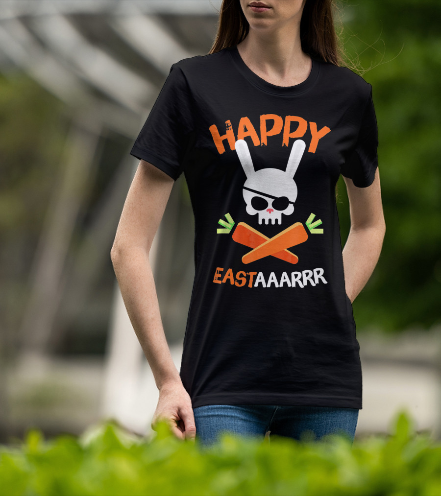 HAPPY EASTAAARRR Bunny Skull Pirate Carrots T-Shirt