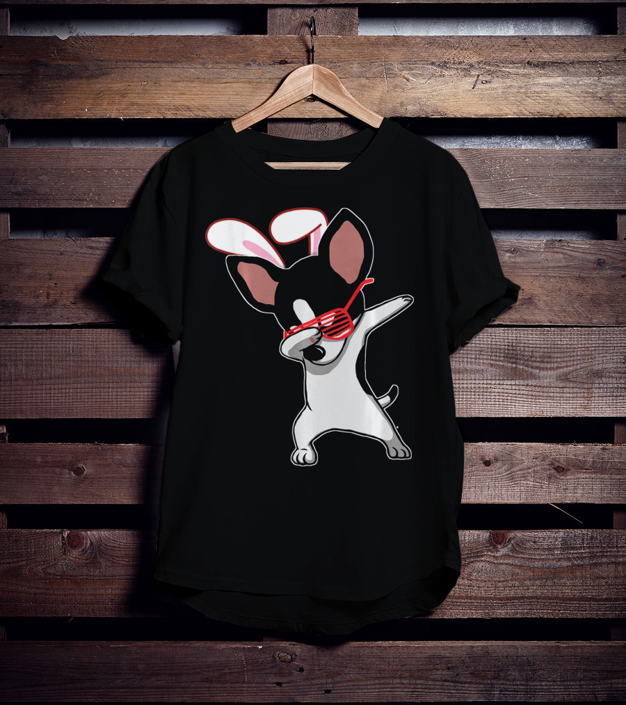 Easter Bunny Dabbing Chihuahua With Bunny Ears And Sunglasses T-Shirt