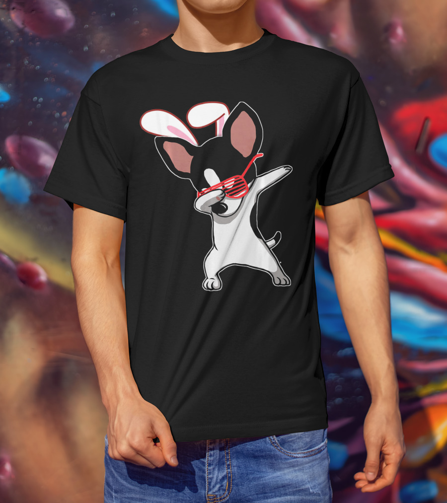 Easter Bunny Dabbing Chihuahua With Bunny Ears And Sunglasses T-Shirt