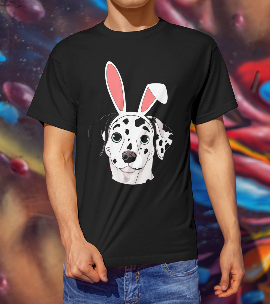 Dalmatian With Bunny Ears For Happy Easter T-Shirt