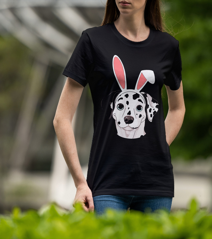Dalmatian With Bunny Ears For Happy Easter T-Shirt
