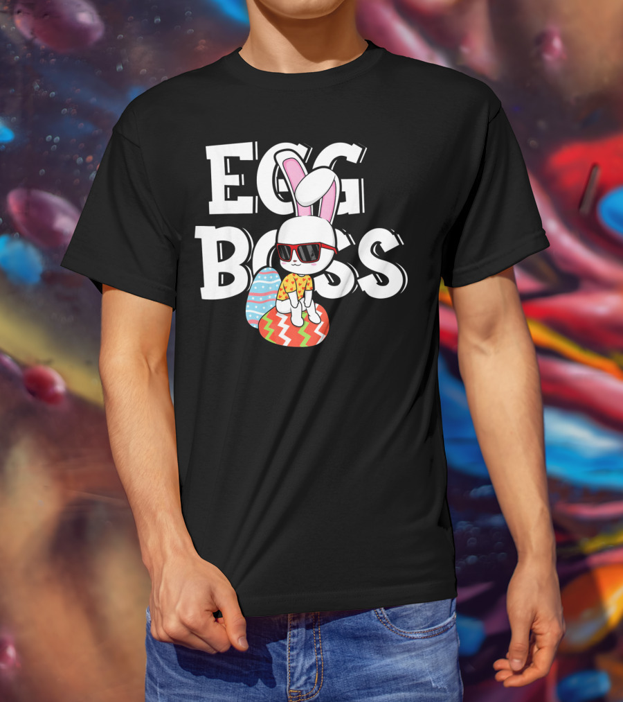 EGG BOSS Funny Easter Egg Bunny With Sunglasses T-Shirt
