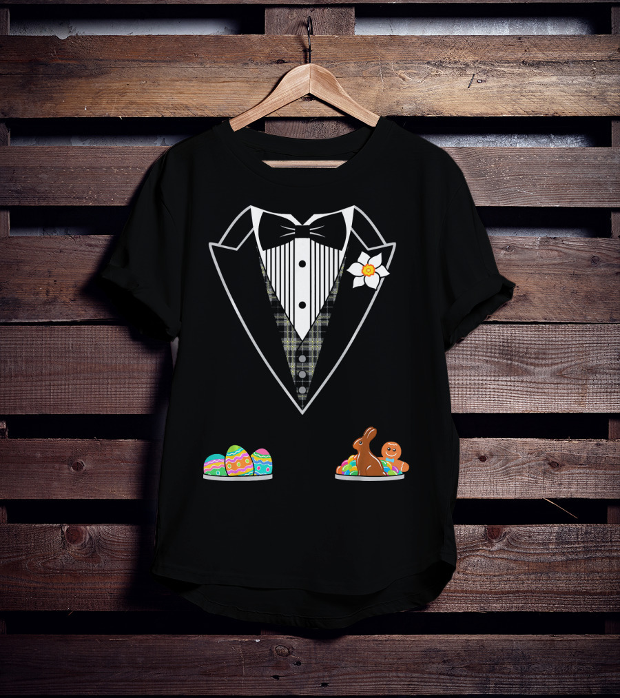 Easter Tuxedo With Eggs Chocolate Bunny And Gingerbread T-Shirt