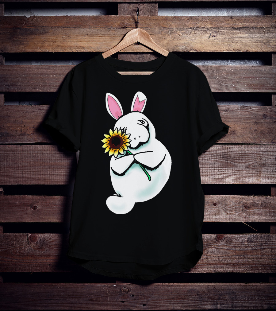 Sunflower Hugging Manatee Bunny T-Shirt