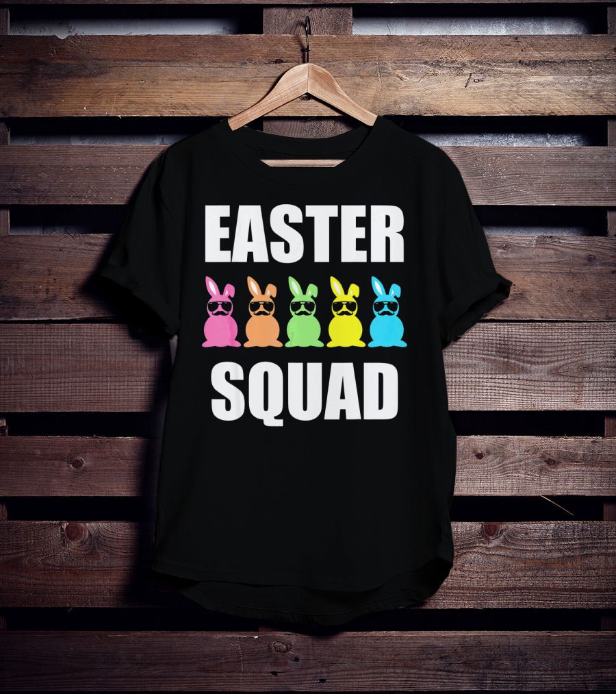 Easter Squad Family Funny Mustache Bunny Egg Hunting T-Shirt