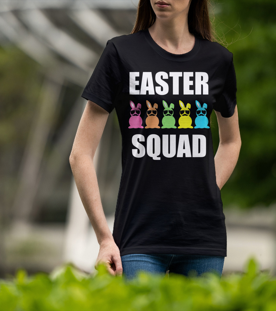 Easter Squad Family Funny Mustache Bunny Egg Hunting T-Shirt