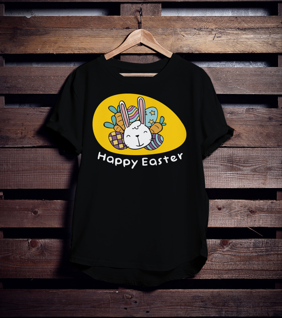Happy Easter Bunny With Colorful Eggs T-Shirt