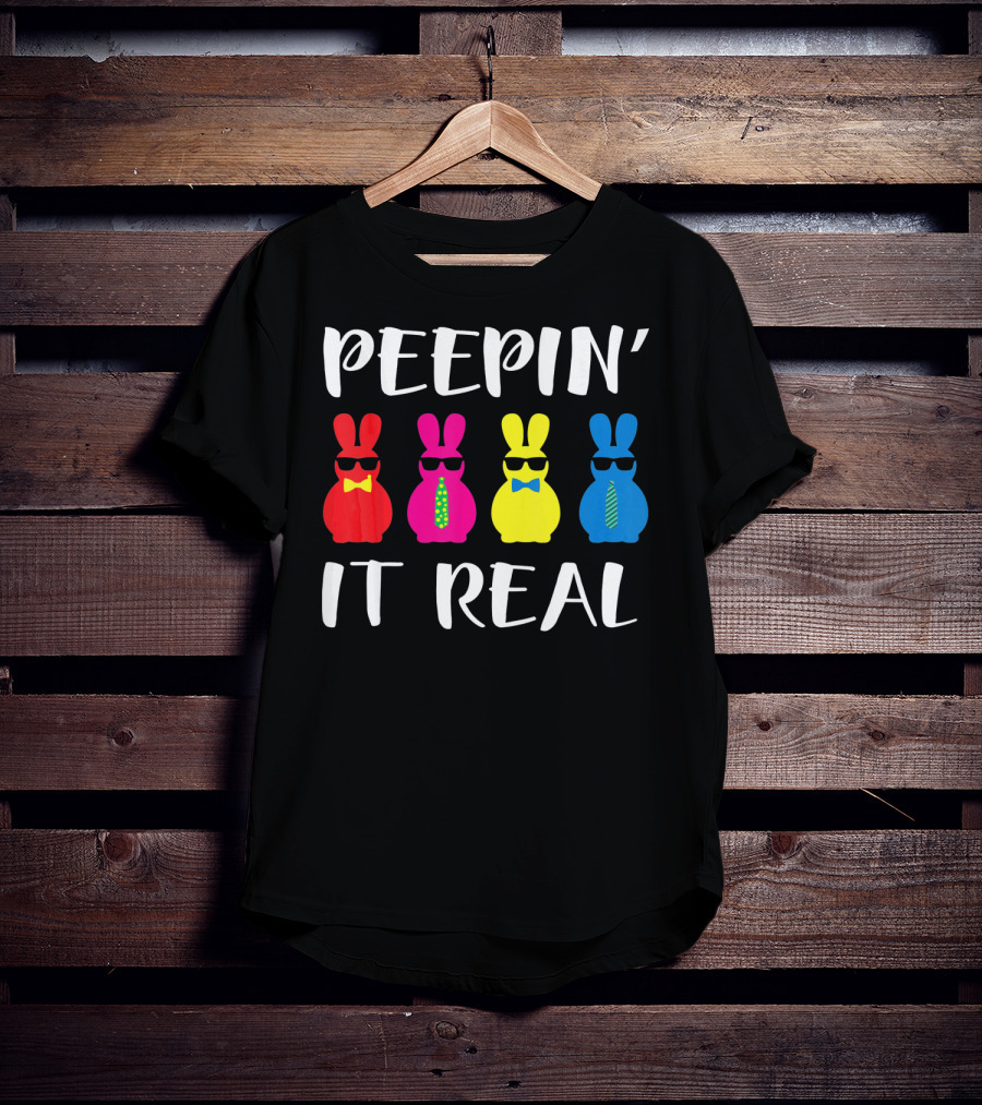 Peepin It Real Easter Bunni Sunglasses Bowties And Ties T-Shirt